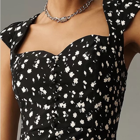 NWT! The Cecily Fit & Flare Sweetheart Dress by Maeve in B & W- XS PETITE - Picture 2 of 2